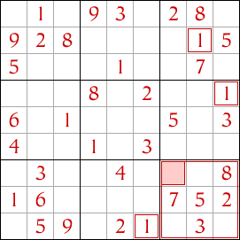 Hidden Single Sudoku technique example