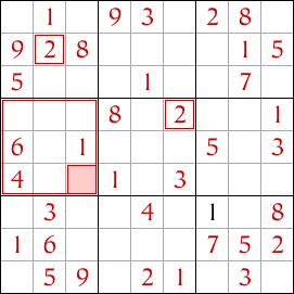 Hidden Single Sudoku technique example