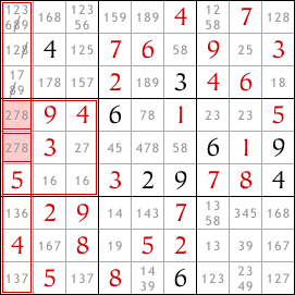Row/Column & Block Interactions Sudoku technique example