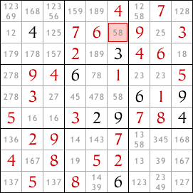 Row/Column & Block Interactions Sudoku technique example